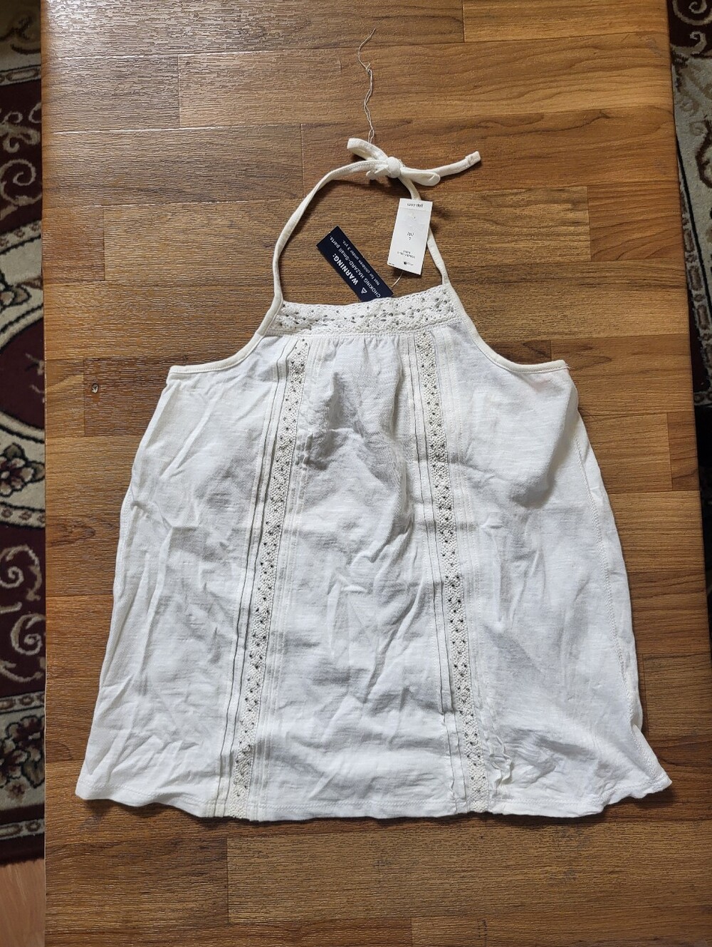 New With Tags GAP Kids Girls Embroidered Tank Top Shirt Size 10 Large white